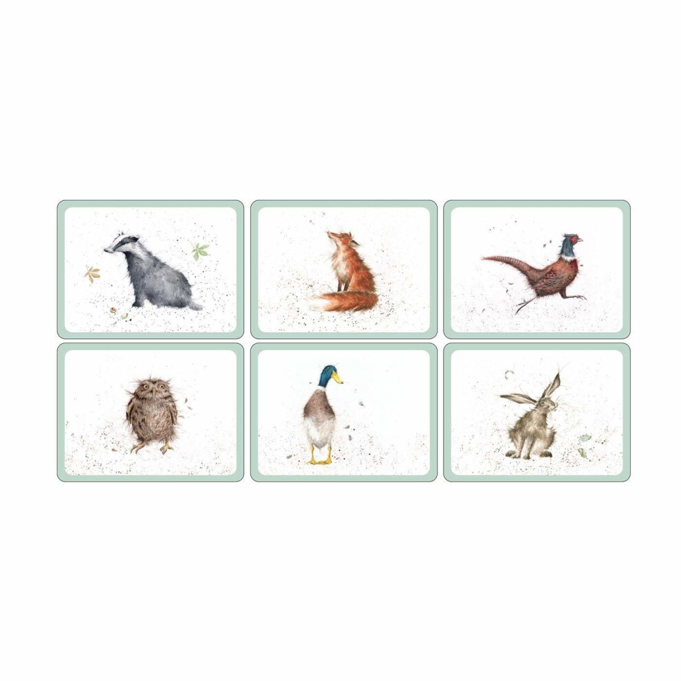 Wrendale Pimpernel Mdf With Cork Back Designs Placemats, Set Of 6, Multi-Colour