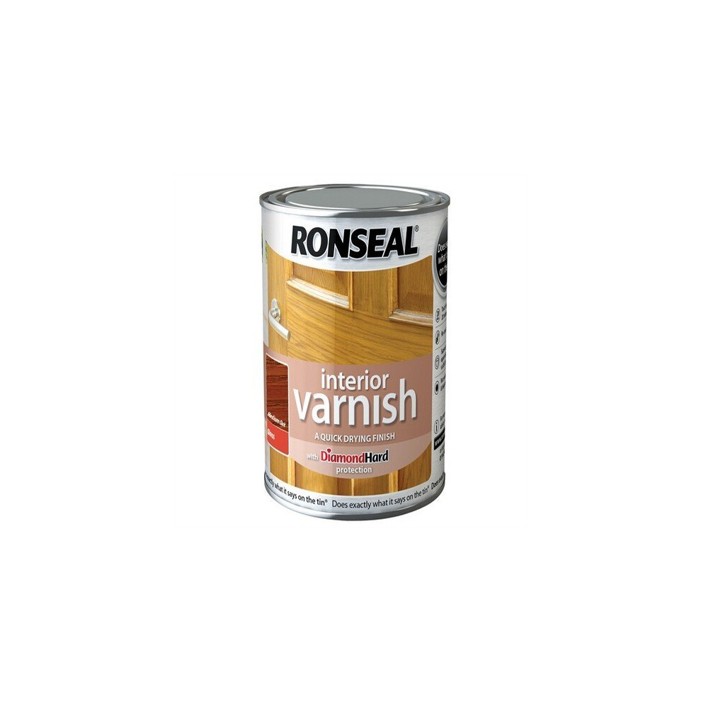 Ronseal RSLINGMO250 250ml Quick Dry Gloss Interior Varnish - Medium Oak