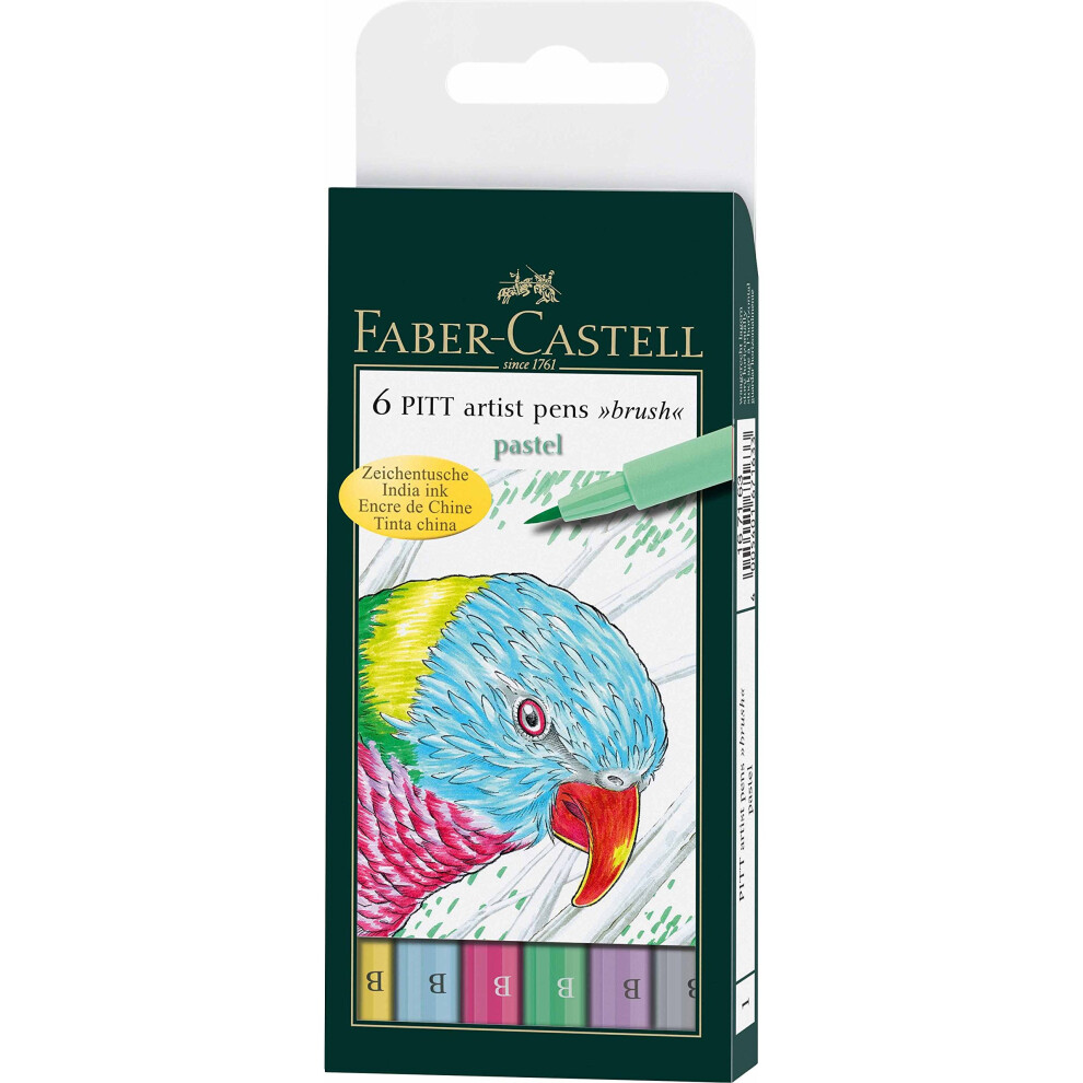 Faber-Castell Pitt Artists Pen Brush Pastel (Wallet of 6)