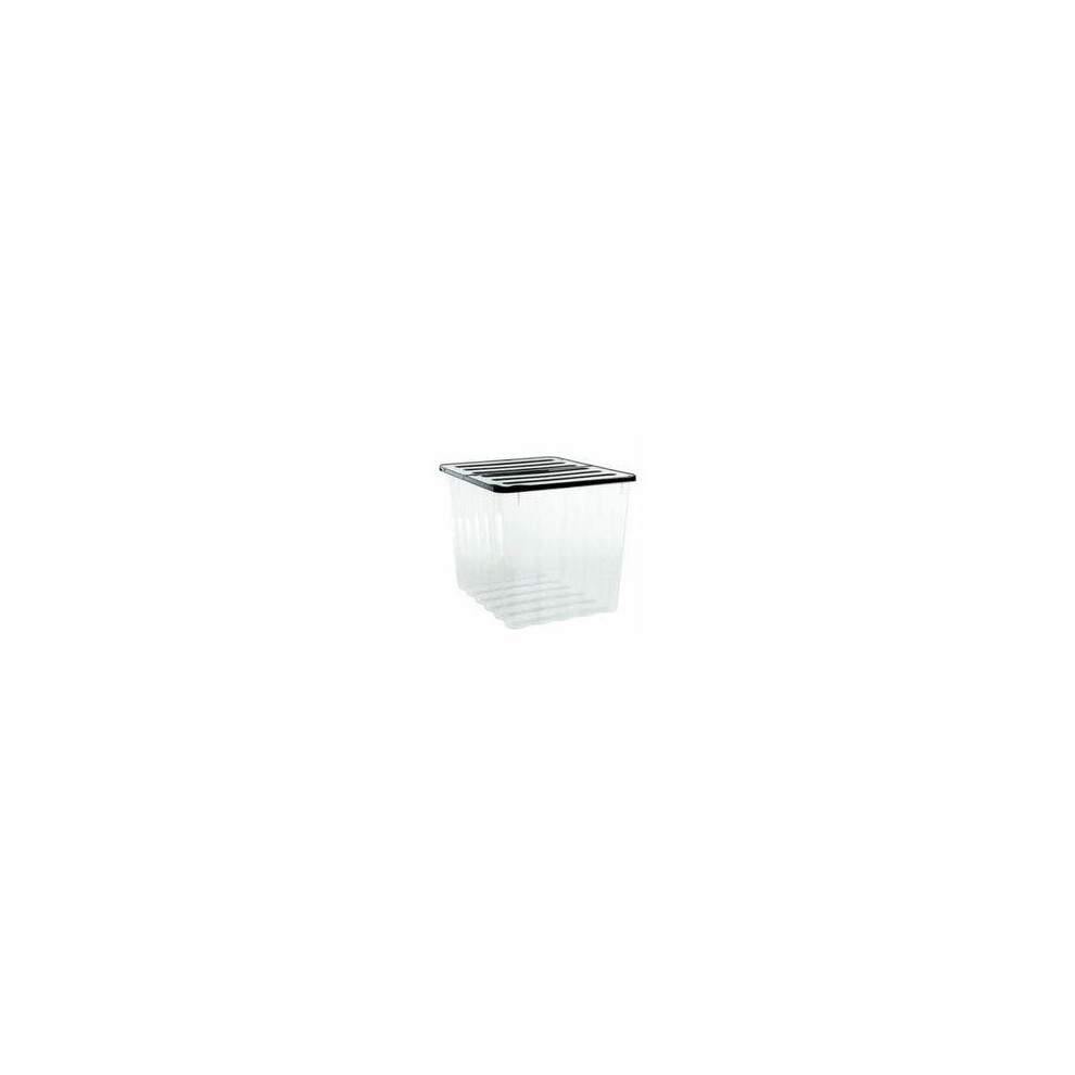 Strata 110lt Super Nova Large Plastic Storage BoxÃÂ And Lid (Pack Of 2) Clear/Black Lid