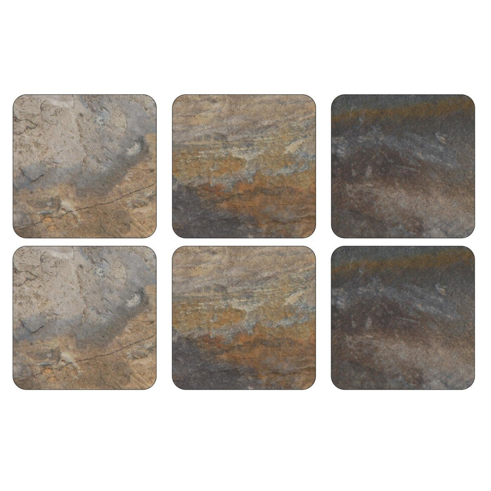 Pimpernel 10.5 x 10.5 cm MDF with Cork Back Earth Slate Coasters, Set of 6, Multi-Colour