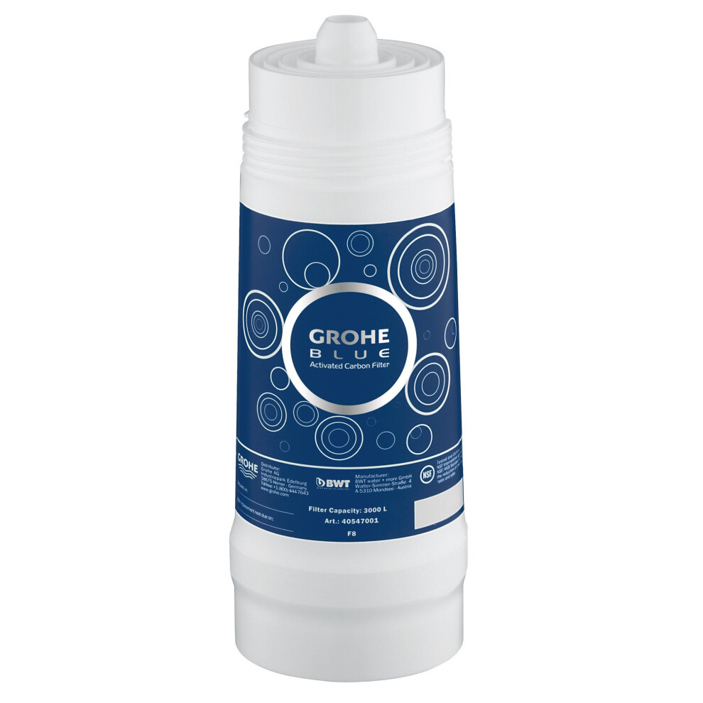 Grohe 40547001 Blue Activated Carbon Filter - 4-Stage Filtration, Up to 3000 L, BWT Replacement for GROHE Blue (below 9 KH)