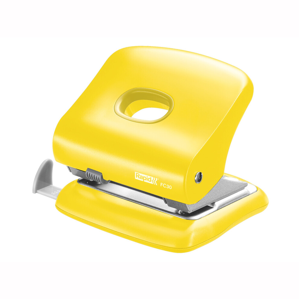 Rapid Hole Punch, 30 sheets, Yellow, Guide Bar with Format Markings, Metal and Plastic, FC30, 5000362