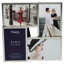 JS394C-FBA Jackson Multi Aperture Silver Plate Tiered Design Photo Frame 8 mm Profile With Four 4x6in (10x15cm) Apertures Back Loading Table Top