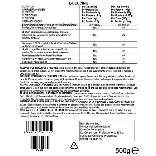 BULK POWDERS BULK POWDERS Pure Leucine Powder, 500 g 1