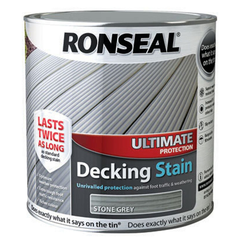 Ronseal RSLUDSSG25L 2.5L Ultimate Protection Decking Stain - Stone Grey