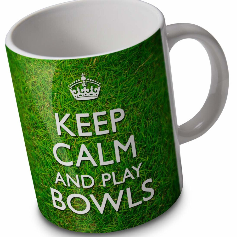 verytea Keep Calm and Play Bowls - Mug Cup - grassy background