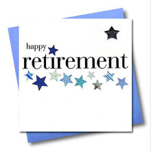 Claire Giles Hearts and Stars Happy Retirement Card - Blue