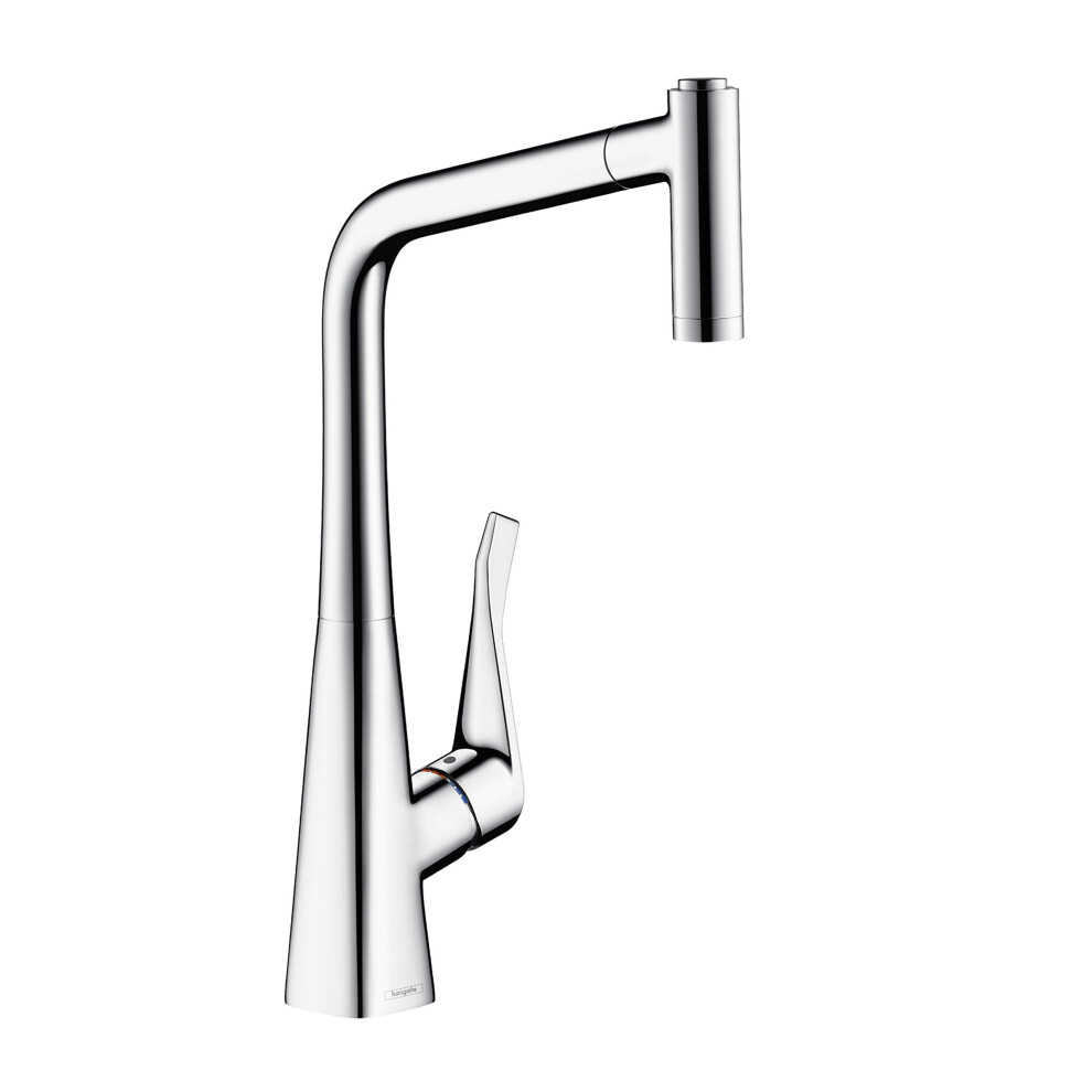 hansgrohe Metris kitchen tap 320 mm high with pull out spray, swivel spout and 2 spray patterns, chrome 14820000