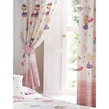 Kids Club Ballerina Pencil Pleat Curtains Pair 66 x 72 inch Fully Lined Curtains with Tiebacks Girl's Children's