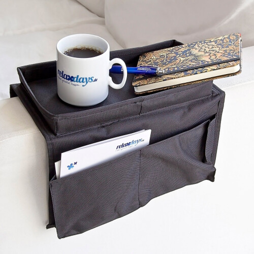 Relaxdays 6-Pocket Sofa Chair Couch Armrest Organizer Tray, Black 1