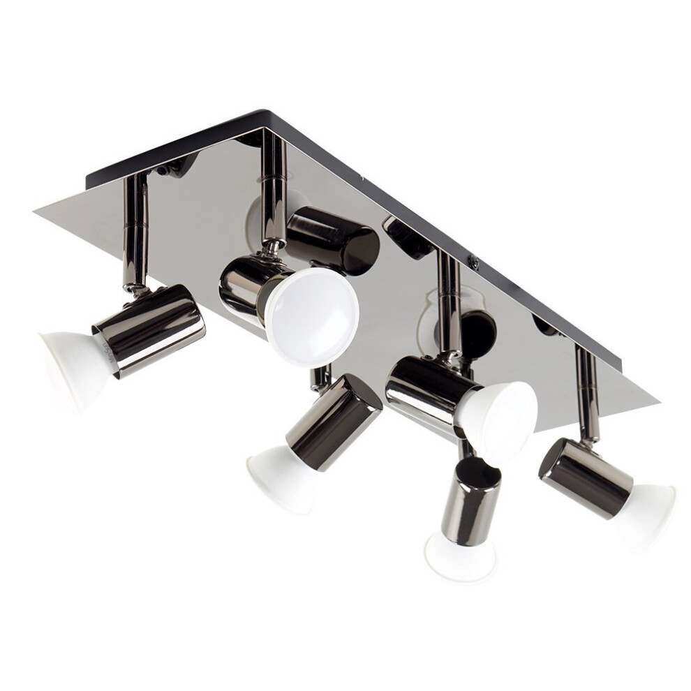 MiniSun - Modern Rectangular Black Chrome 6 Way Adjustable GU10 Ceiling Spotlight