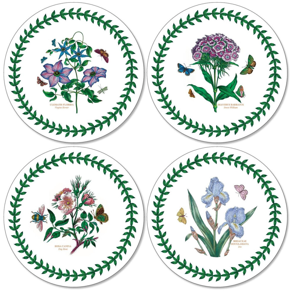 Pimpernel 10.5 cm Diameter MDF with Cork Back Botanic Garden Round Coasters, Set of 4, Multi-Colour