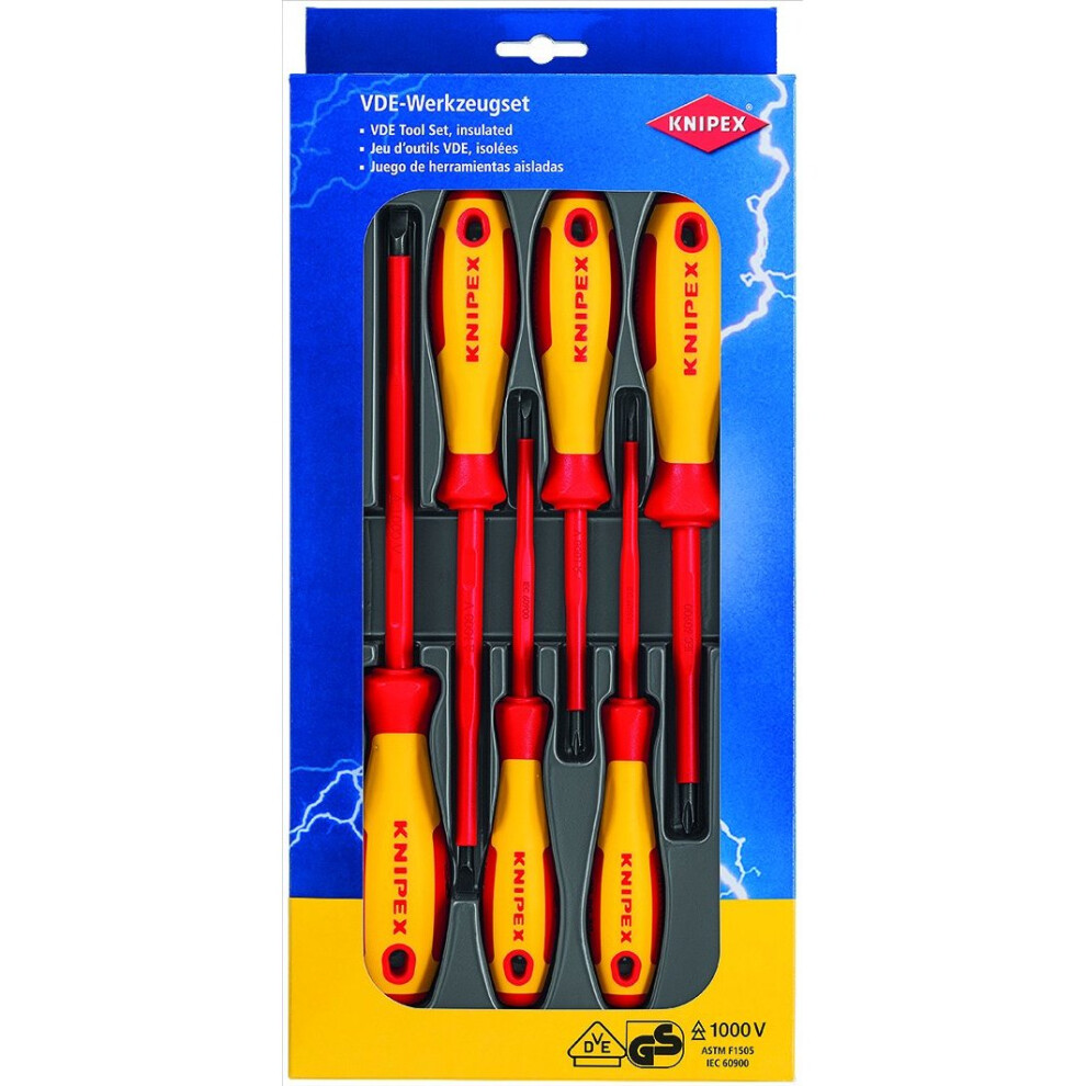 Knipex 00 20 12 V01 Screwdriver Set, Multi-Colour, Set of 6 Piece