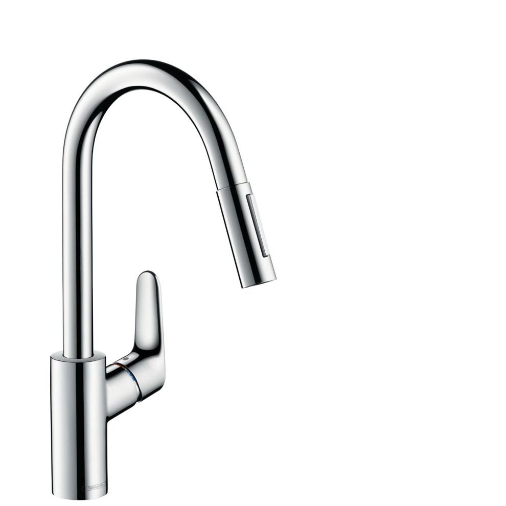 hansgrohe Focus kitchen tap, pull out spray and 150° swivel range, chrome