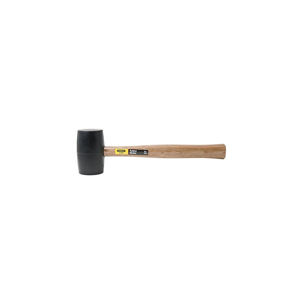 16oz/450g Industrial Rubber Mallet Hammer with 34cm/13.5" Long High Quality Wooden Hardwood Ash Handle and 10cm/3.75" Hard Black Rubber Head 51-104