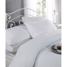 Dorchester Ritz Satin Stripe Cotton Rich 300 Thread Count Duvet Cover Set, King Size, White