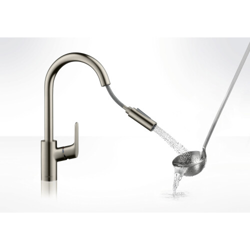 Hansgrohe hansgrohe Focus kitchen tap, pull out spray and 150° swivel range, stainless steel 2
