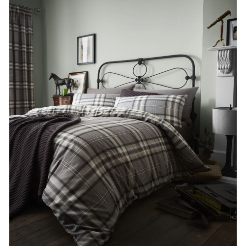Catherine Lansfield Catherine Lansfield Kelso Easy Care Single Duvet Set Charcoal