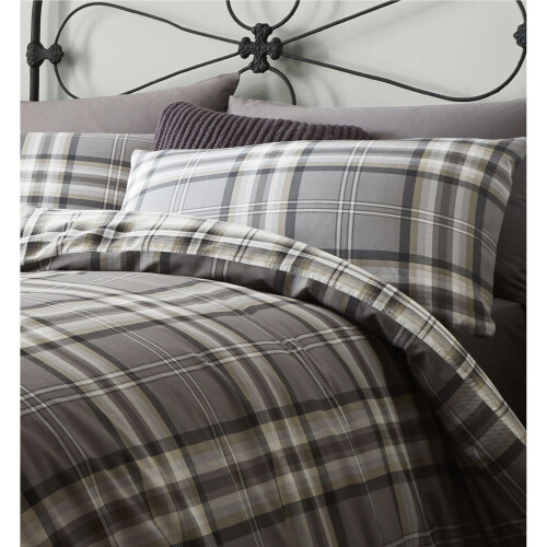 Catherine Lansfield Catherine Lansfield Kelso Easy Care Single Duvet Set Charcoal 2