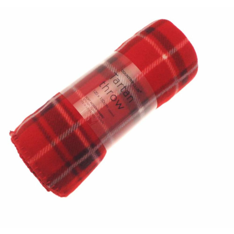 QPC Direct Red Tartan Check Super Soft Fleece Throw, 120 x 150cm