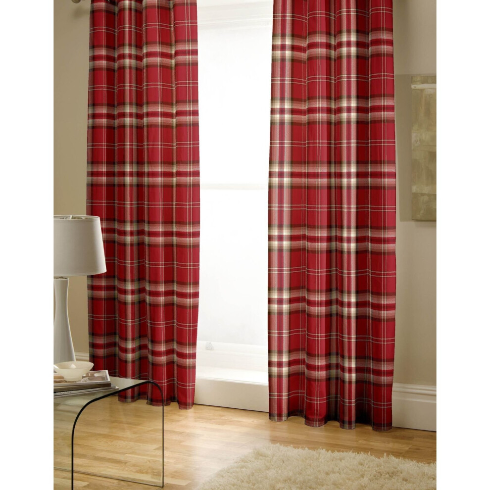 Catherine Lansfield Kelso Easy Care Pencil Pleat Curtains Red, 66x72 Inch