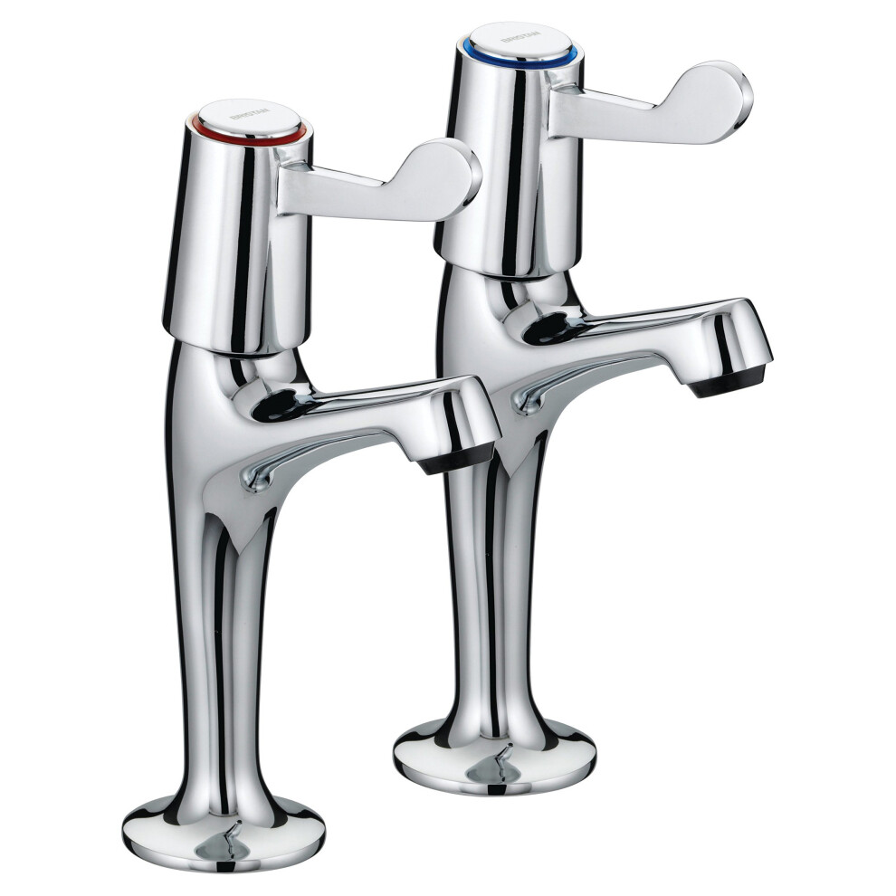 Bristan VAL HNK C CD Lever High Neck Pillar Taps with Ceramic Disc Valves - Chrome Plated