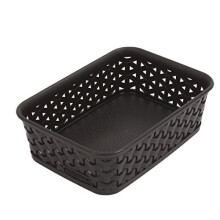 Curver 203415 Rattan-Look Office Basket, A6 Size, Polypropylene, Chocolate, chocolate, 19,8 x 14,2 x 6 cm