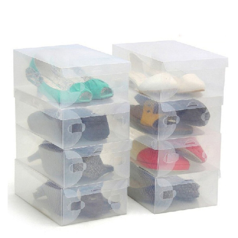 10 Pack of Clear Corrugated plastic Shoe storage boxes for Ladies Men-Stackable and Foldable-Plastic and Clear Boxes by Kurtzy,Stackable Shoe...