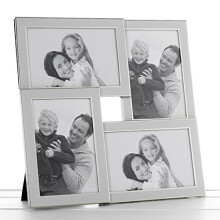 White Silver Plated Multi Aperture Photo Frame 4x 4"x6"