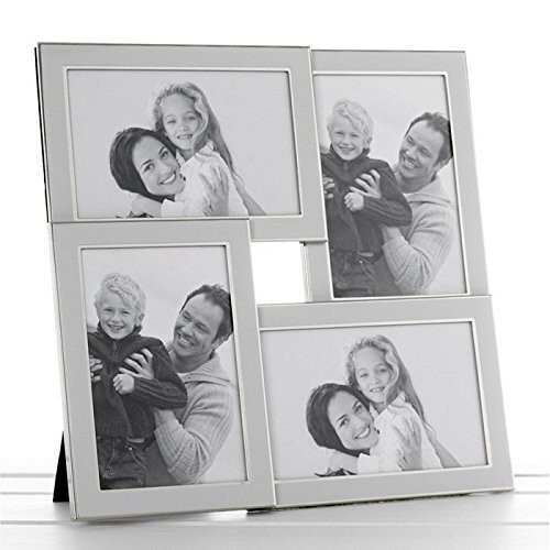 White Silver Plated Multi Aperture Photo Frame 4x 4"x6"