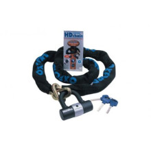 Oxford 10 Square Link Chain with Double Locking Padlock - Black, 1.4 x 10 mm