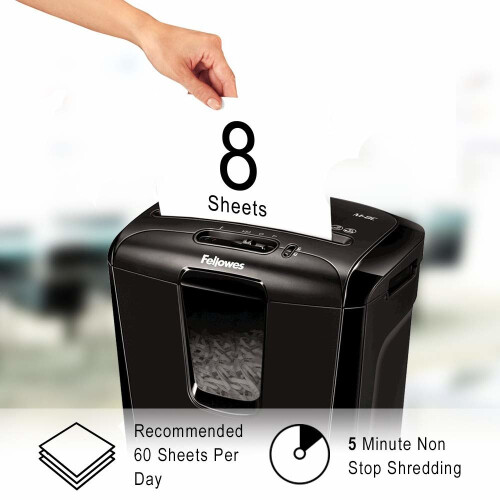 Fellowes Fellowes Powershred M-8C 8 Sheet Cross Cut Personal Shredder With Safety Lock 2