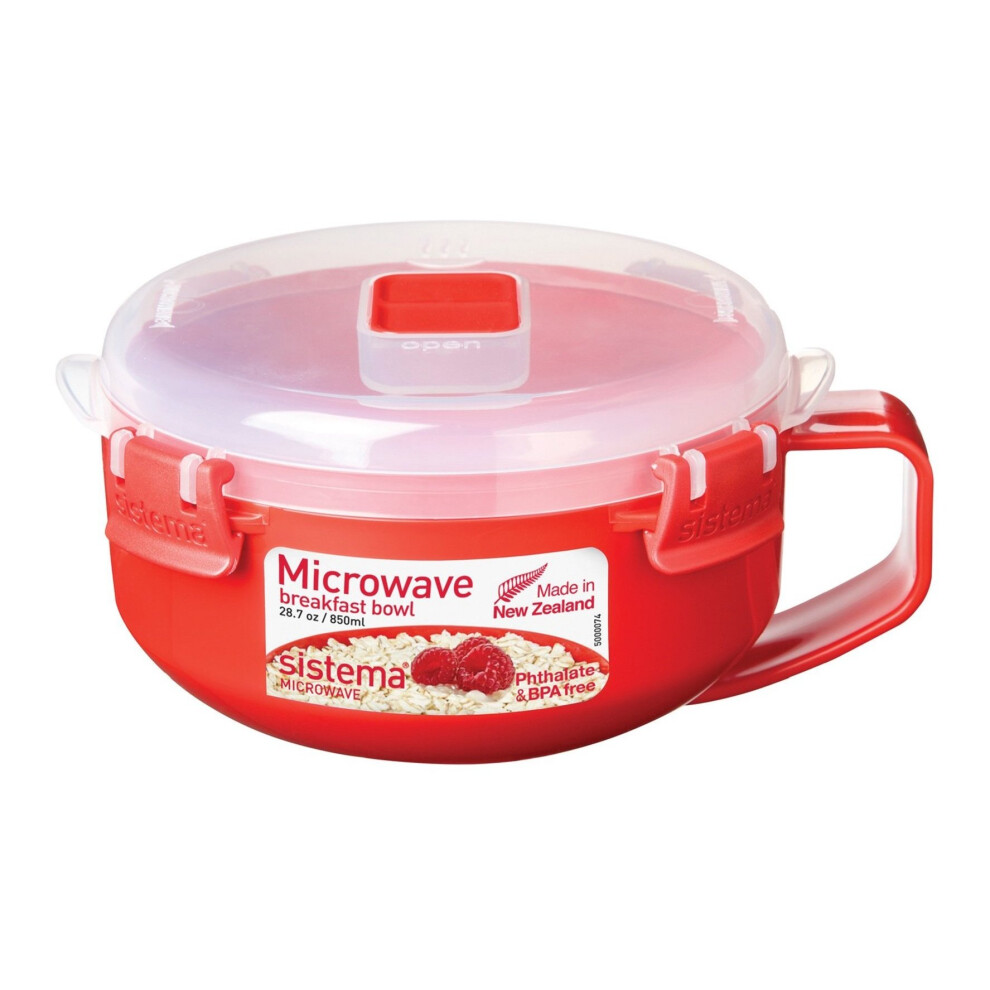 Sistema Microwave Breakfast Bowl, 850 ml - Red/Clear