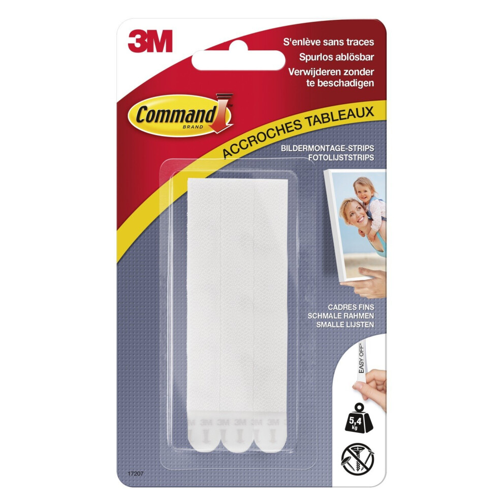 Command 17202BLK Picture Mounting Strips (Size SÂ â€“Â Maximum Load up to 1.8 kg) 4Â Sets with 2Â Strips Medium-Schmal white