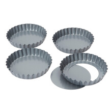 Dexam Non-stick loose base Mini Quiche/Tart pan, 12 cm x 2cm Set of 4