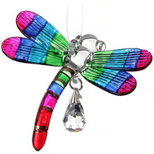Handmade Fantasy Glass Dragonfly Suncatcher Gift Rainbow
