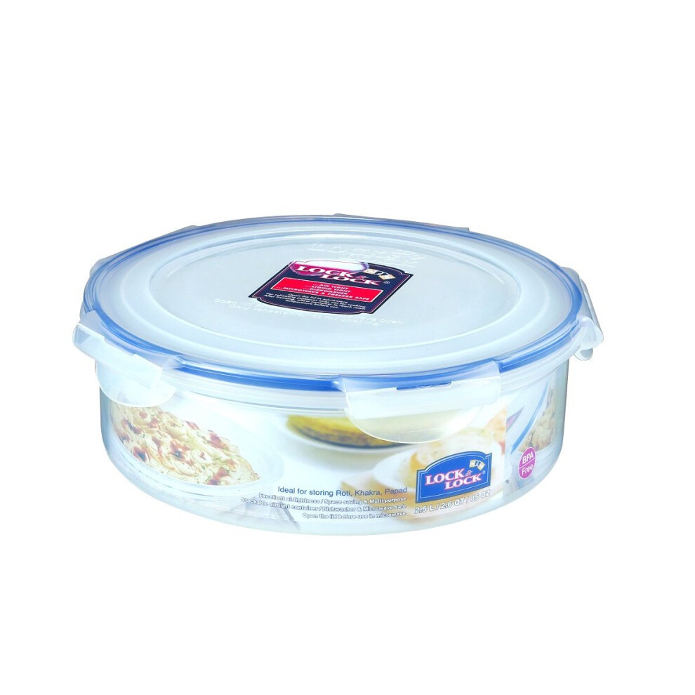 Lock & Lock Round Storage Container - Clear, 2.5 L