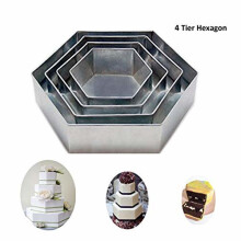 4 Tier Hexagon Multilayer Birthday Wedding Anniversary Cake Tins / Pans 6" 8" 10" 12"