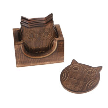 Sass & Belle Set of Six Wooden Owl Coasters