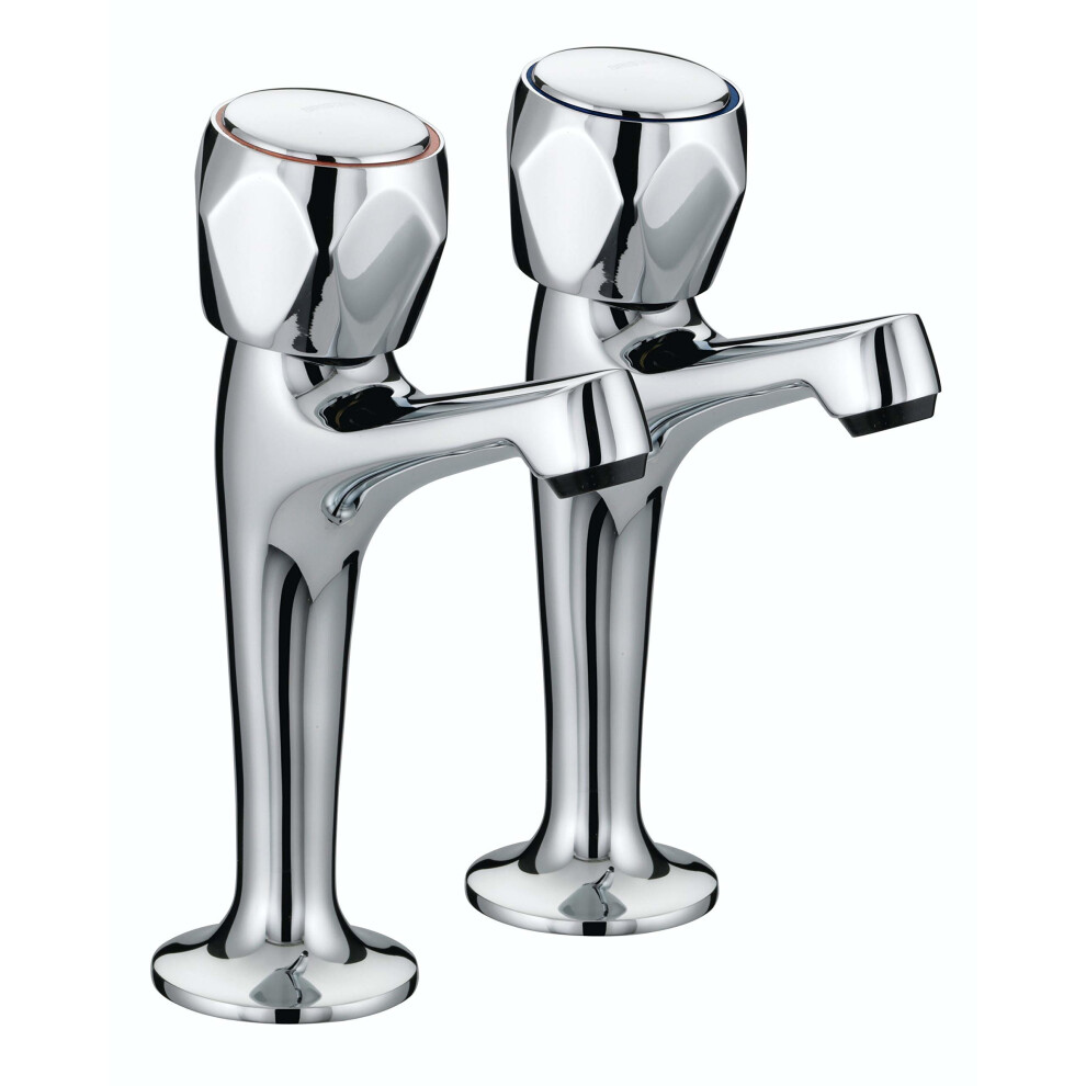 Bristan VAC HNK C MT Club High Neck Pillar Taps With Metal Heads - Chrome Plated