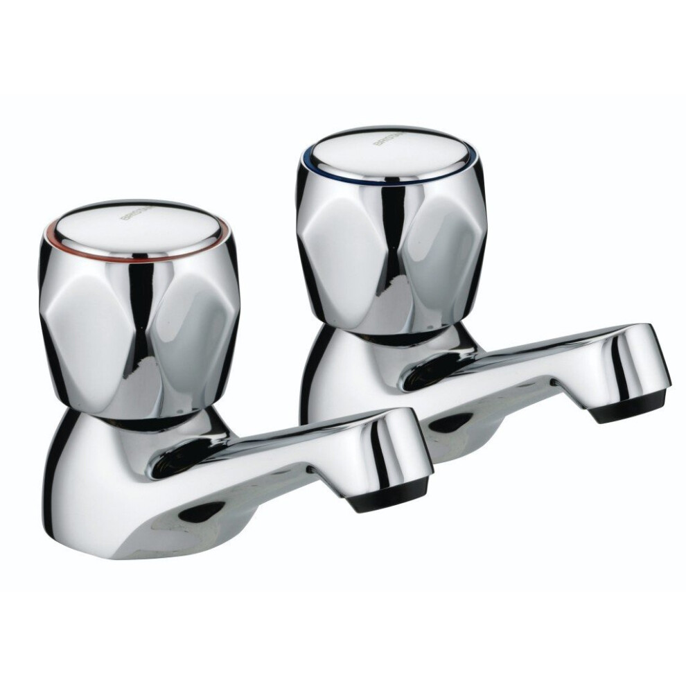 Bristan VAC 3/4 C MT Club Bath Taps with Metal Heads - Chrome Plated