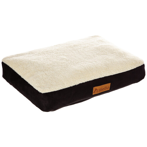 EllieBo Dog Bed with Faux Suede and Sheepskin Topping for Dog Cage