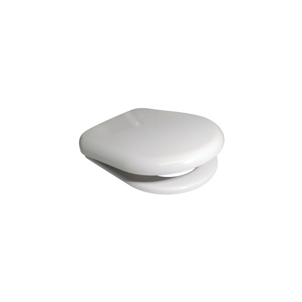 Euroshowers 86511 WHITE D SHAPE Soft Close Toilet Seat with Standard and Top Fix/Blind Hole Fittings and PUSH BUTTON Quick Release Hinges