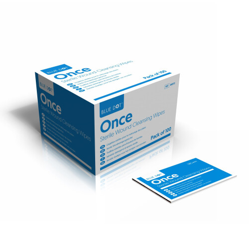Blue Dot Sterile Saline Wipes, Pack of 100