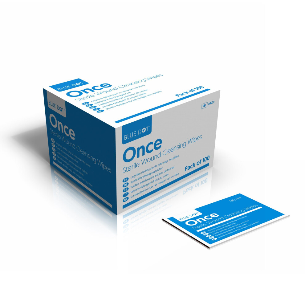 Blue Dot Sterile Saline Wipes, Pack of 100