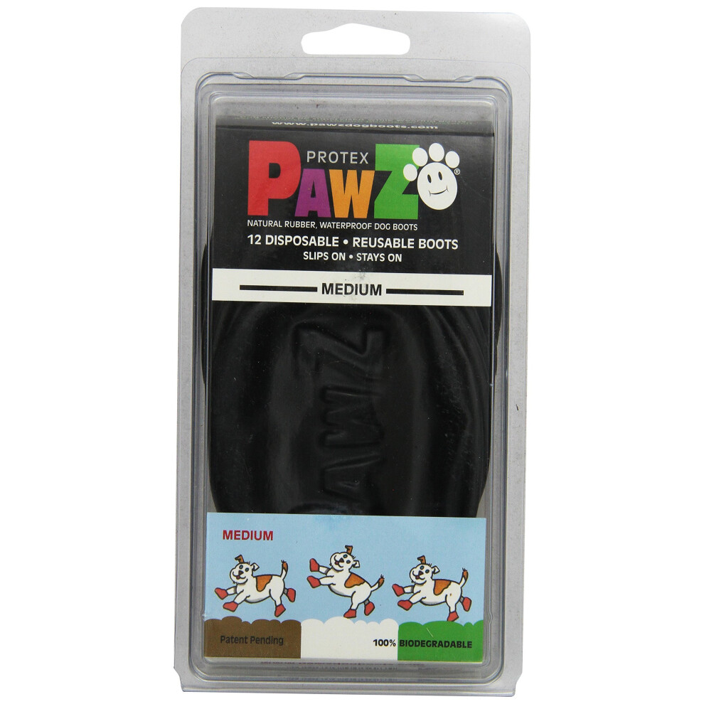 Protex Pawz Protective Dog Boots Black Edition, Medium, nautural rubber