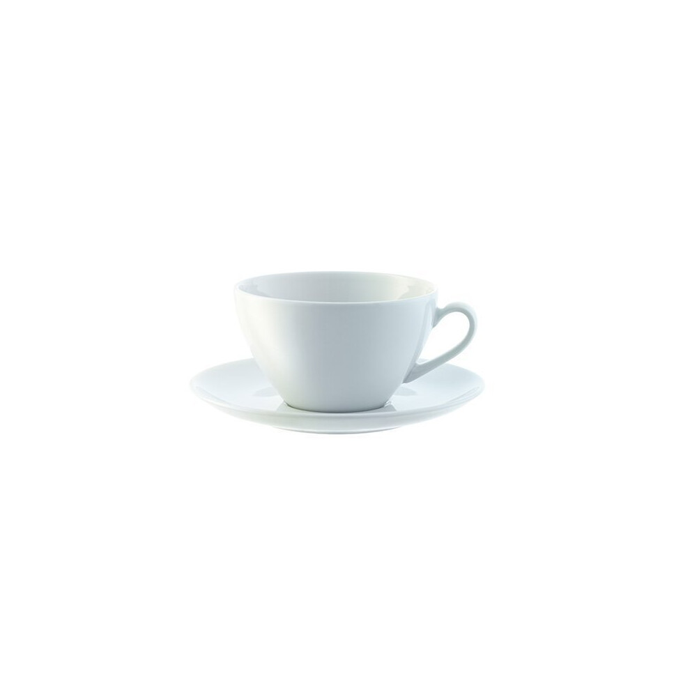 LSA International 0.35 Litre Dine Cappuccino Cup and Saucer Curved, White (Pack of 4)