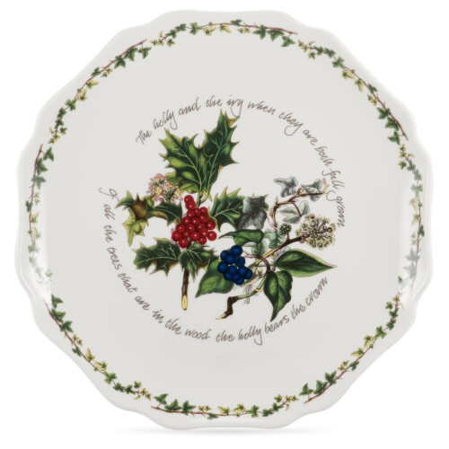 The Holly & Ivy Scalloped Platter, Ceramic, Multi-Colour