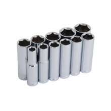 Neilsen CT0754 Drive Deep Socket Set On Rail, Silver, 3/8-Inch, Set of 11 Pieces